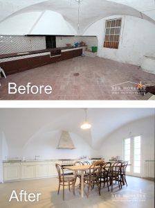 Fotografías Reales – Antes y Después de Nuestra Reforma Interior casa señorial, cocina. Antes y Después – Reforma Exclusiva por Ses Moreres.