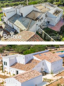 Real Photos – Before and After Our Renovation Restoration of roofs in stately homes and rustic farmhouses. Before and After – Exclusive Renovation by Ses Moreres.