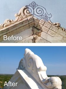Real Photos – Before and After Our Renovation Reconstruction of balustrade on the facade of stately homes. Before and After – Exclusive Renovation by Ses Moreres.