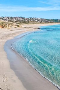 An empty beach in Menorca in September